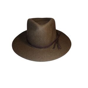 Treasure & Bond Hat Womens One Size Wool Felt Fedora Cowboy Brown Tassel